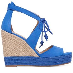 Lucky Brand Listalia Blue Suede Espadrille Wedges